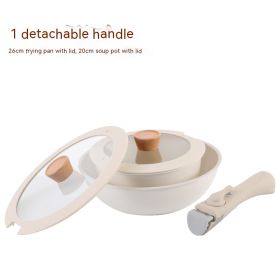 Removable Handle Non-stick Pan Thickened Flat Small White Pot