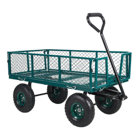 Utility Garden Cart Heavy Duty Wagon w/ Pneumatic Tires Removable Sides