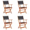 Folding Patio Chairs 4 pcs Solid Eucalyptus Wood&Textilene