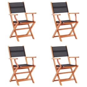 Folding Patio Chairs 4 pcs Solid Eucalyptus Wood&Textilene