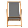 Folding Beach Chair Solid Teak Wood Gray