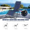 3 Pieces Folding Portable Zero Gravity Reclining Lounge Chairs Table Set