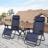 3 Pieces Folding Portable Zero Gravity Reclining Lounge Chairs Table Set