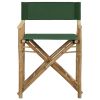 Folding Director's Chairs 2 pcs Green Bamboo and Fabric