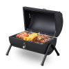 Portable Charcoal Grill with Thermometer & Wooden Handle, Compact Tabletop Barbecue Grill for Outdoor Camping BBQ Grilling Backyard Party Cooking