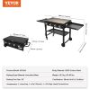 VEVOR Commercial Griddle on Cart, 36" Heavy Duty Manual Flat Top Griddle, Outdoor Cooking Station with Side Shelves, Steel LPG Gas Griddle, 4-Burners