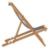 Folding Beach Chair Solid Teak Wood Gray