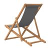 Folding Beach Chair Solid Teak Wood Gray