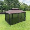 13x10 Outdoor Patio Gazebo Canopy Tent With Ventilated Double Roof And Mosquito net(Detachable Mesh Screen On All Sides),Suitable for Lawn, Garden, Ba