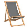 Folding Beach Chair Solid Teak Wood Gray