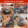 Portable Charcoal Grill with Thermometer & Wooden Handle, Compact Tabletop Barbecue Grill for Outdoor Camping BBQ Grilling Backyard Party Cooking