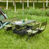 Set of 5, Folding Outdoor Table and Chairs Set for Indoor, Outdoor Camping, Picnics, Beach,Backyard, BBQ, Party, Patio, Black/Green