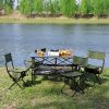 Set of 5, Folding Outdoor Table and Chairs Set for Indoor, Outdoor Camping, Picnics, Beach,Backyard, BBQ, Party, Patio, Black/Green