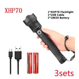 USB Charging Zoom P50 Flashlight (Option: 3PC XHP70 USB 2pcs18650)