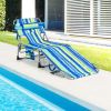 Folding Beach Lounge Chair with Pillow for Outdoor