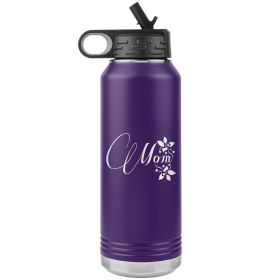 32oz Water Bottle Insulated, Mom Graphic (Color: Purple)