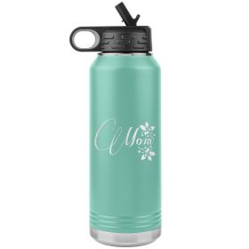 32oz Water Bottle Insulated, Mom Graphic (Color: Teal)