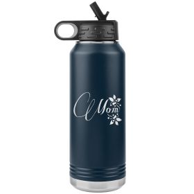 32oz Water Bottle Insulated, Mom Graphic (Color: Navy)