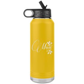 32oz Water Bottle Insulated, Mom Graphic (Color: Yellow)