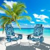 2 Pack 5-Position Outdoor Folding Backpack Beach Table Chair Reclining Chair Set