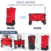 Outdoor Folding Wagon Cart with Adjustable Handle and Universal Wheels