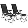 4 Pieces Patio Adjustable Back Folding Dining Chair Ottoman Set