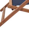 Folding Beach Chair Fabric and Wooden Frame Blue