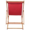 Folding Beach Chair Fabric and Wooden Frame Red