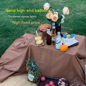 Solid Color High Sense Picnic Mat Ins With Picnic New Fashion Leather Handle (Option: Caramel-150x200cm)